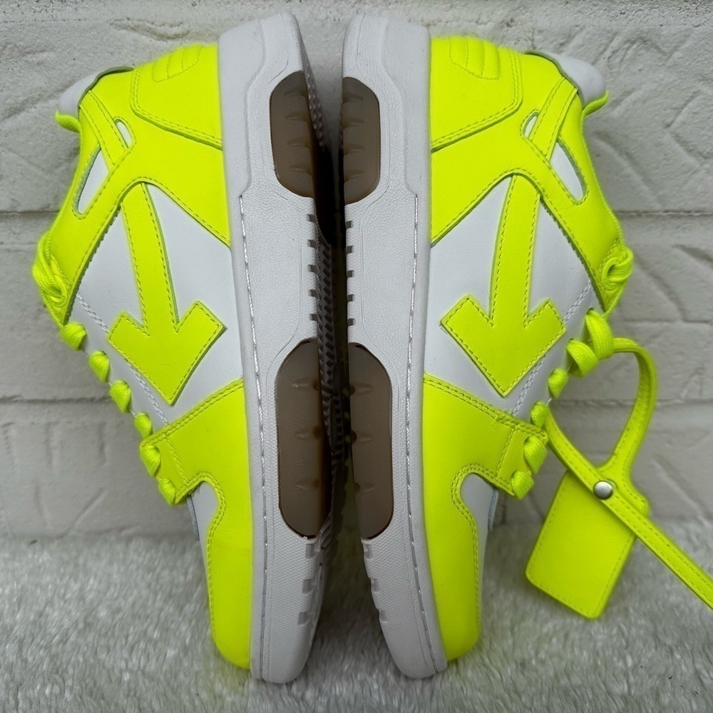 New Off-White Out Of Office Lemon/White Leather Sneakers Size 38 - Picture 6 of 14